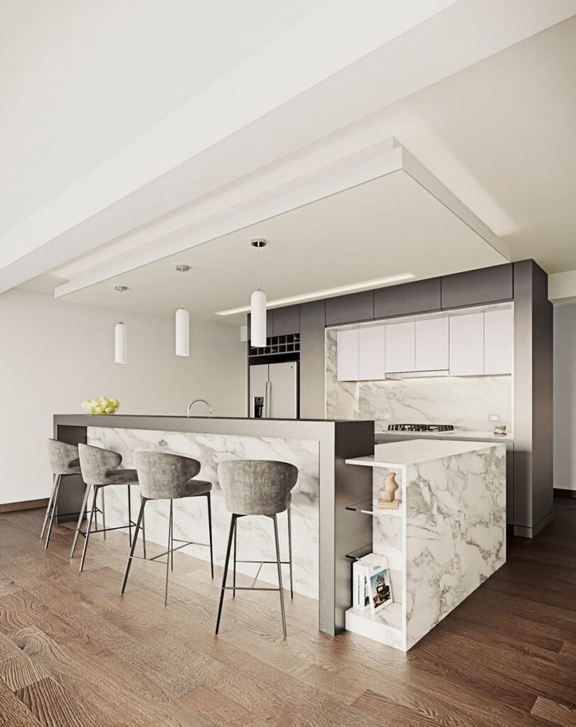 Diseño cocina moderna con barra