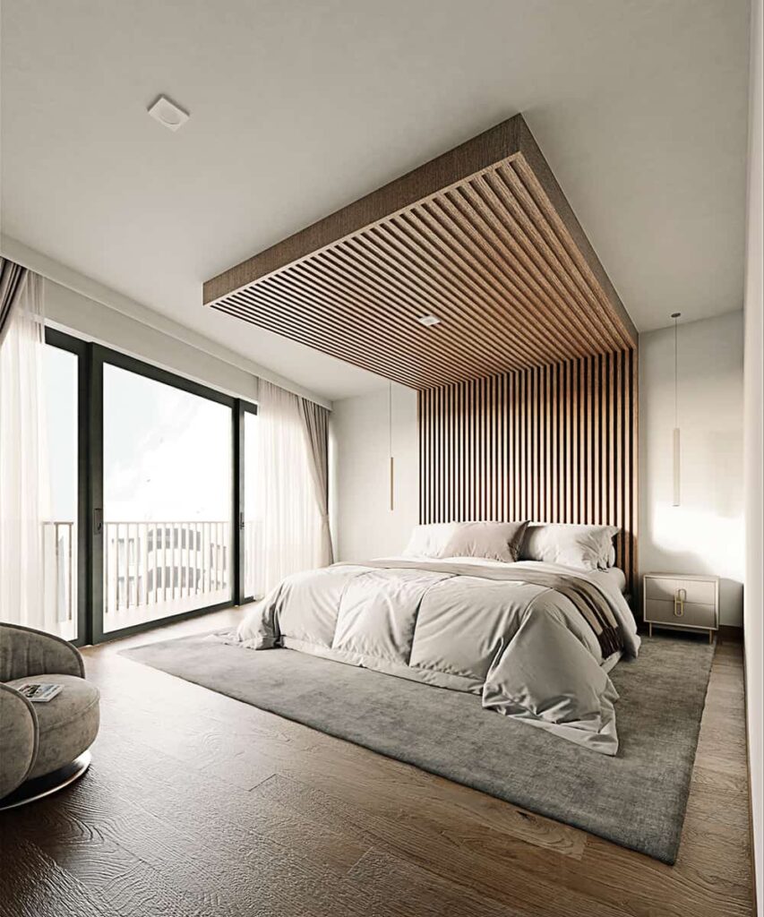 Dormitorio Minimalista en Edificio multifamiliar